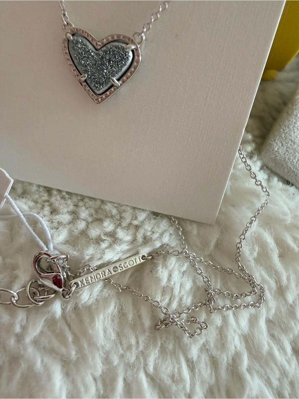 Kendra Scott Ari Heart Silver Pendant Necklace in Platinum Drusy